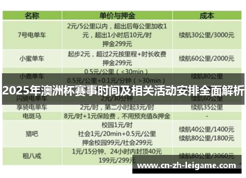 2025年澳洲杯赛事时间及相关活动安排全面解析